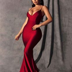 Ruby Red Back Less Dress
