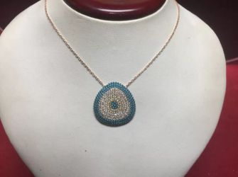 Rose Gold Plated 925 Sterling Silver Evil Eye Turquoise Charm pendant