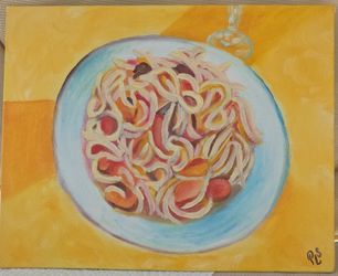 NEW Original Oil Painting On Canvas 8x10 Frutti Di Mare
