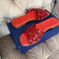 Authentic Sarah Flint Women’s Kim Sandals — Cherry & Embossed Calf — IT 38.5 / US 8–8.5 🌟