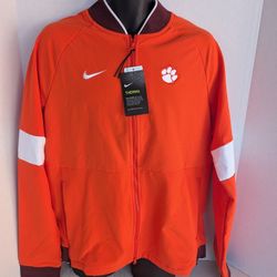 Men's Clemson Nike Therma Midweight Jacket, Orange, Medium, Full Zipper, Fleece-Lined.