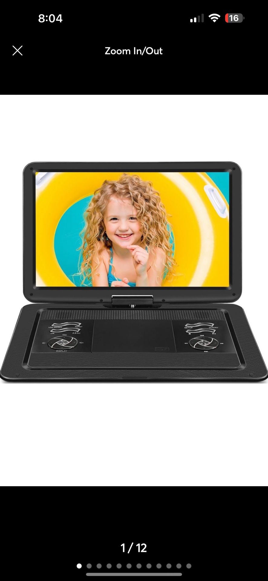 19.6" Portable DVD Player with 17.1" Large HD Screen, 5 Hours Battery
