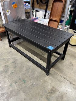Mason Black Poly Plastic Fade Resistant Outdoor Patio Rectangle Adirondack Coffee Table