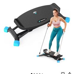 MERACH Balance Board for Adults, Rocking Stepper with Resistance Bands, Portable Wobble Board Featuring LCD Monitor, 300 lbs Capacity Ski Twister Trai