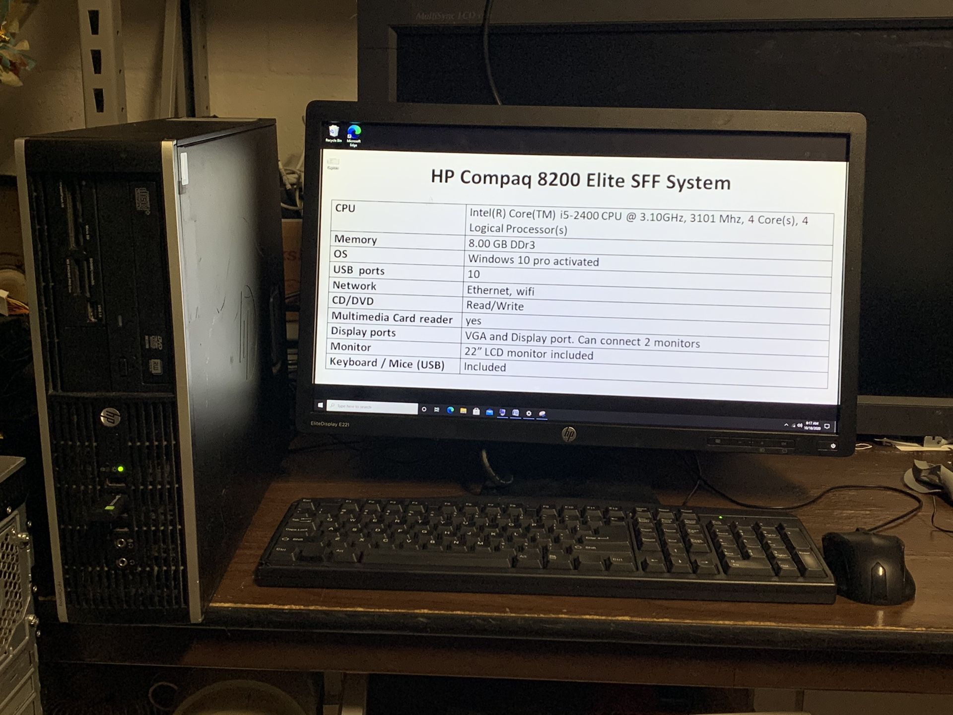 HP compaq elite sff system- details in the image