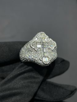 VVS Moissanite Lab Emerald Cross Ring PASS DIAMOND TESTER