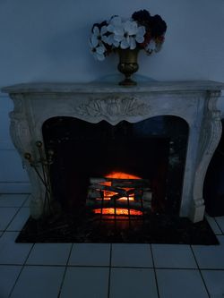Marble and granite fireplace