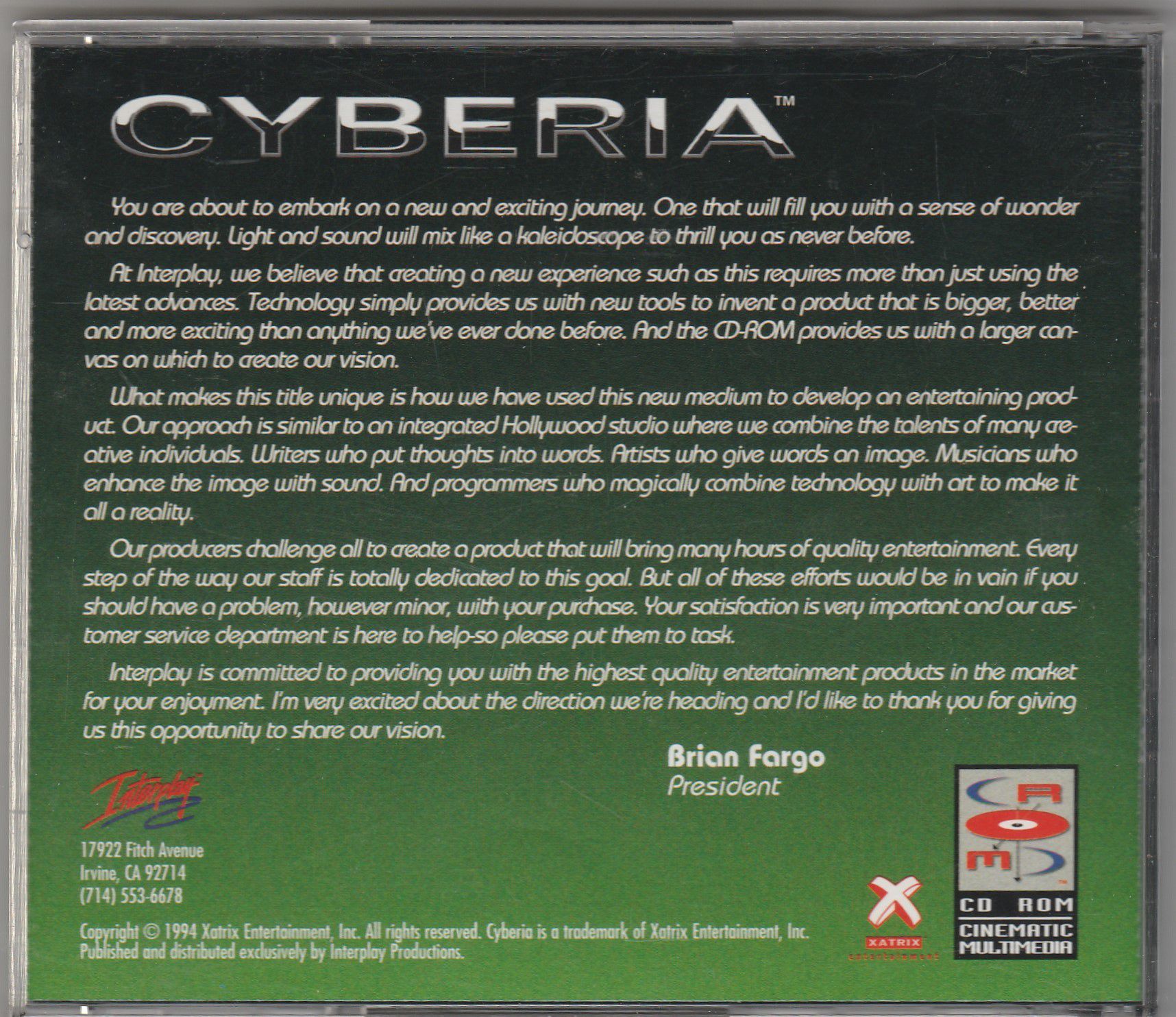 Cyberia CD-Rom Game by Interplay & Xatrix ~ 1994