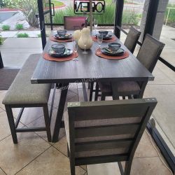 6-Pcs Counter Height Dining Set, Gray Color, SKU#10F2495