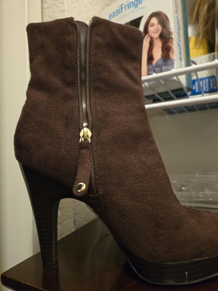 Ladies Black And Brown Suede Booties
