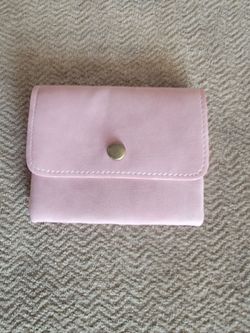 Pink Faux Leather Snap Wallet