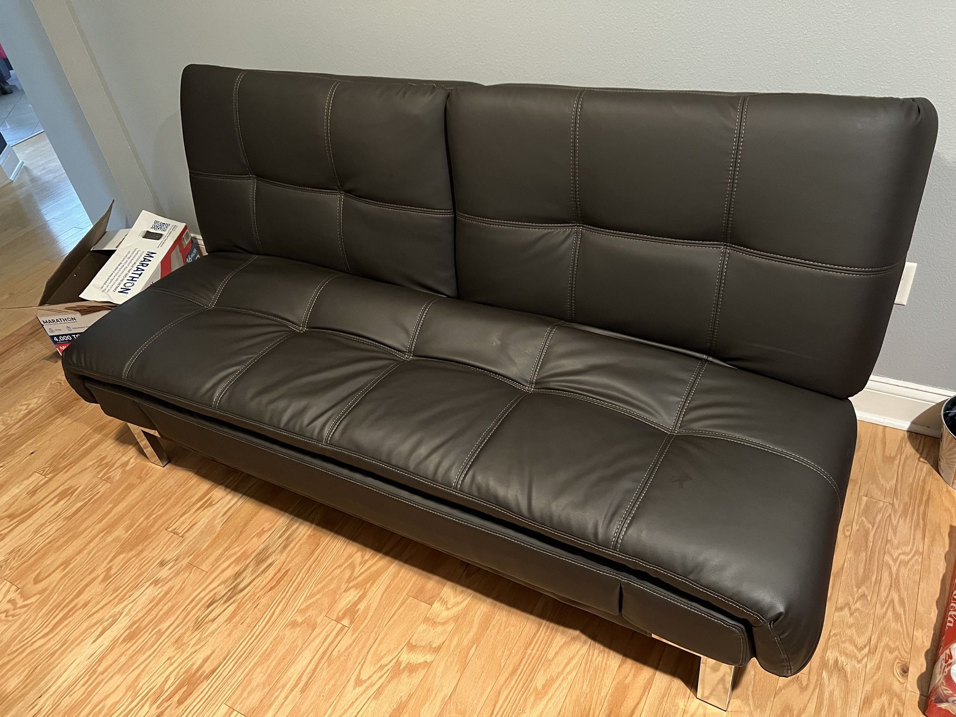 New Brown Leather Futon