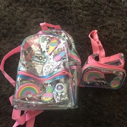 Clear mini backpack and fanny pack