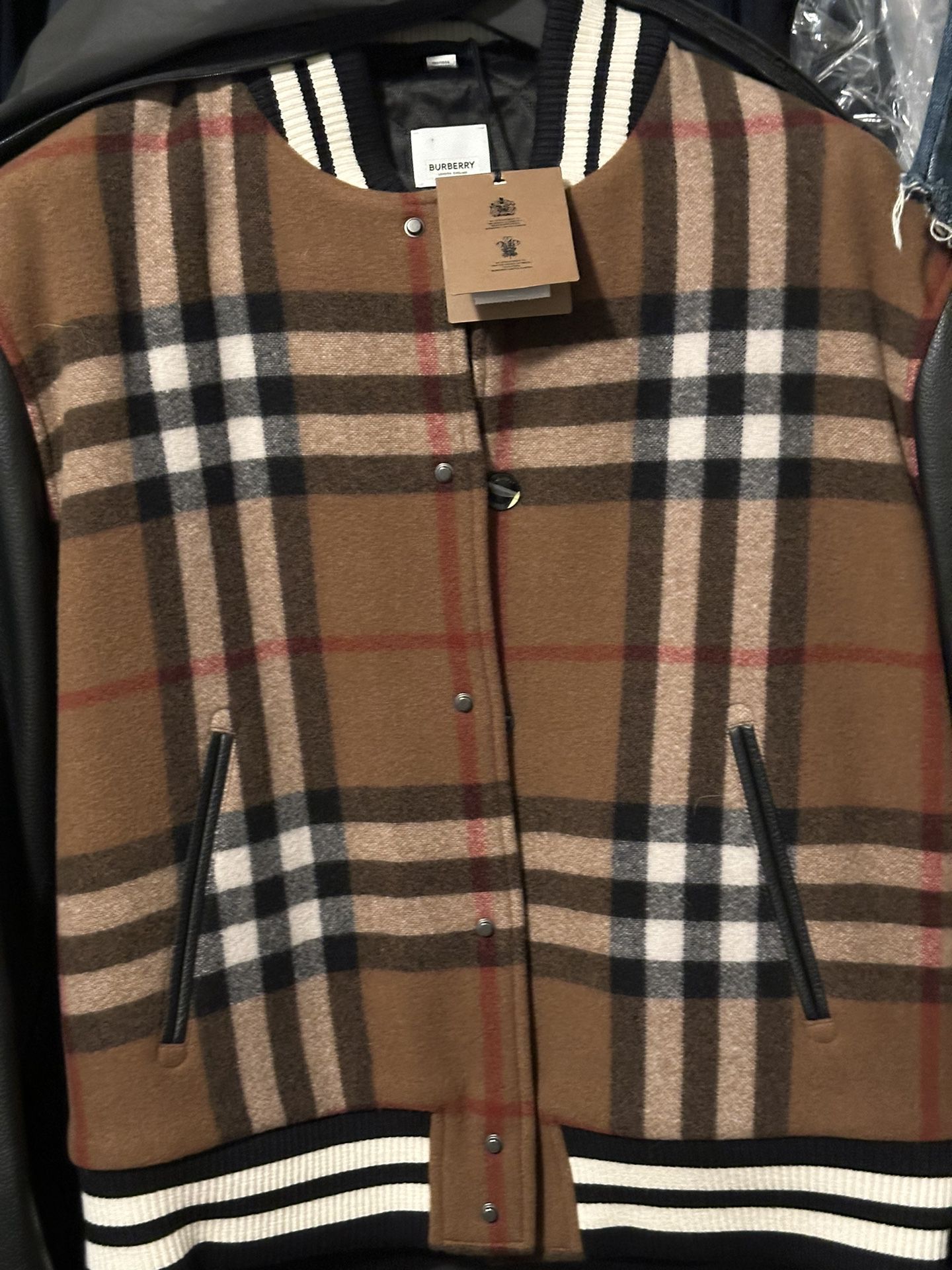 Burberry leather Check Bomber Jacket
