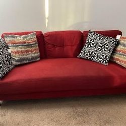 Red Sofa With Coffee Table