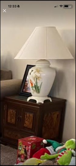 2 Antique Japanese Orchid Lamps and Lampshades