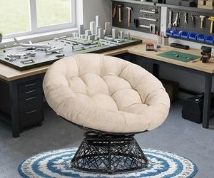 Papasan Outdoor & Indoor Chair - Black Frame and Sand (Light Brown) Cushion