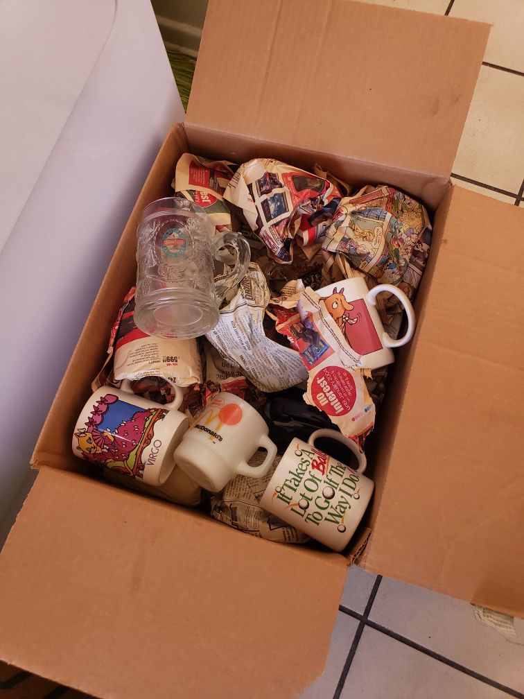 Box of collectable coffee cups- found in garage