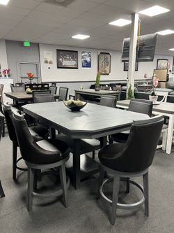 7PC Gray Dining Table Set