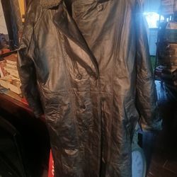 Black Leather Coat Long