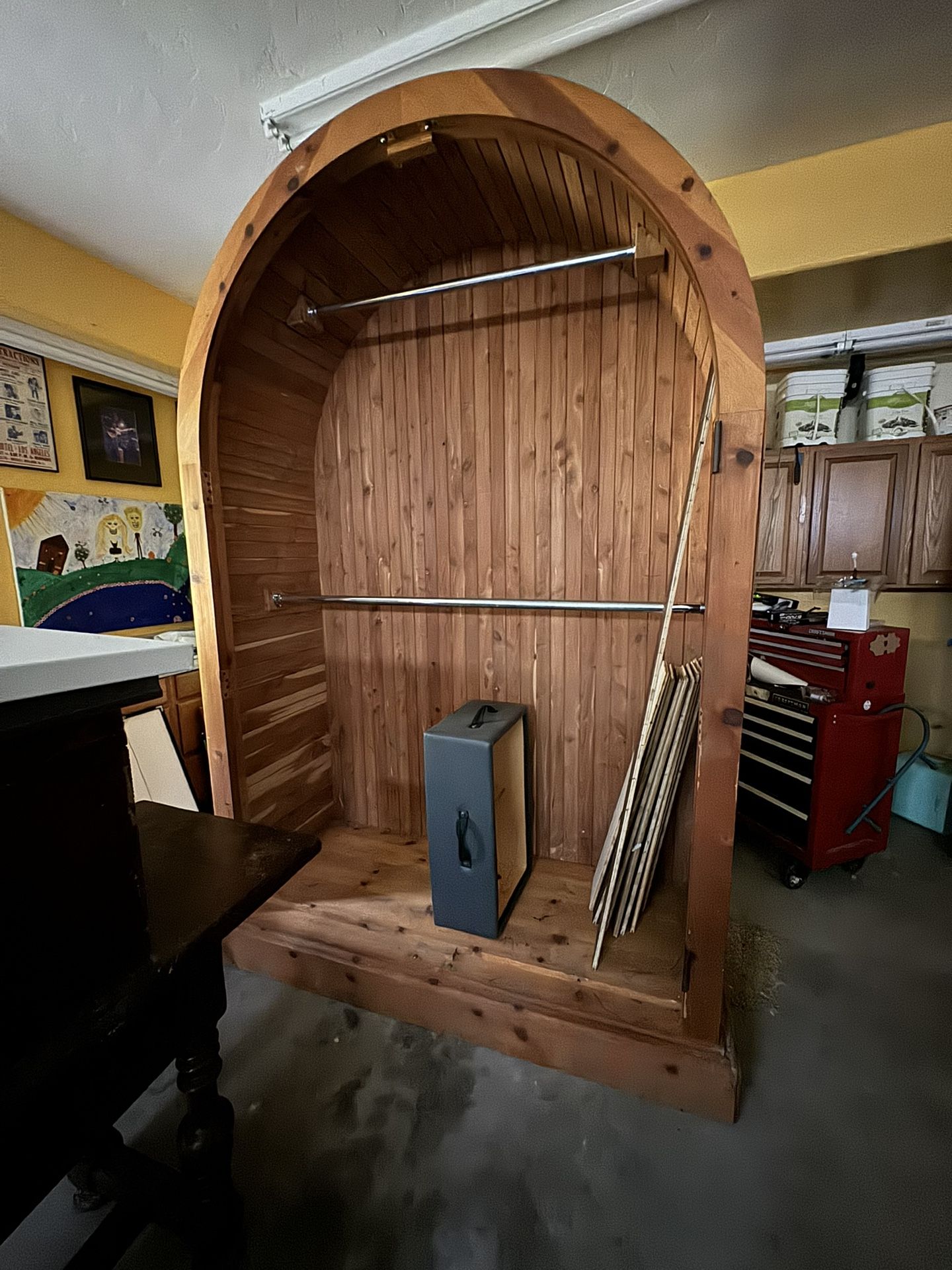 Incredible Cedar Armoire. Doors Are Wrapped Up. Excellent Condition. Pick Up Only As Is.