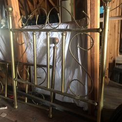 Brass Bed Frame-Headboard Footboard And Side Railings 
