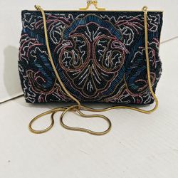 Stunning 1950’s Blue Beaded Clutch I don’t believe my Granny every used it.