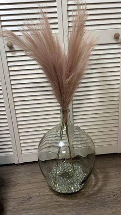 Beautiful Oversized Glass Floor Vase with Decor - $40