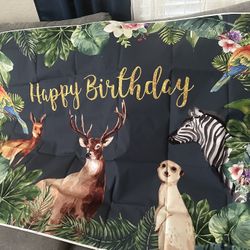Animal theme birthday party banner