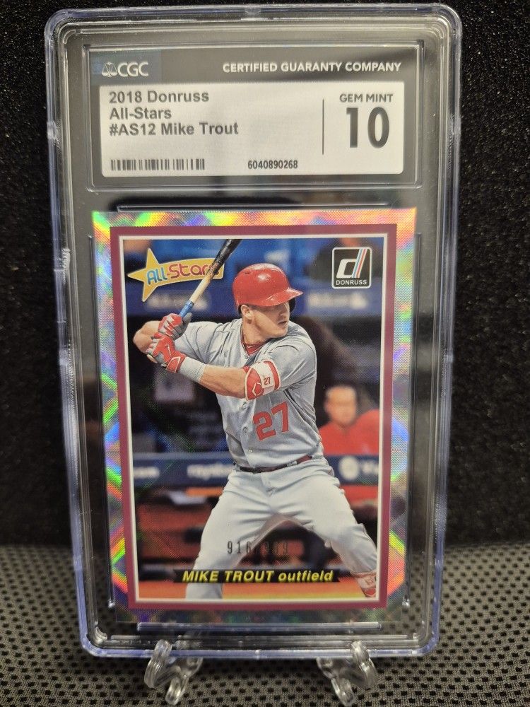 MIKE TROUT 2018 PANINI DONRUSS ALL-STARS #AS12 CGC GEM MINT 10