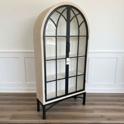Whitewash Wood and Iron Display Cabinet