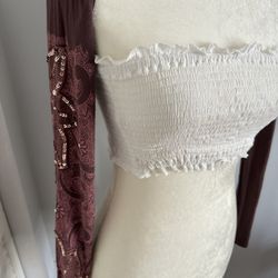 Unique Sequined long sleeve open front crop cardigan sweater From Bali