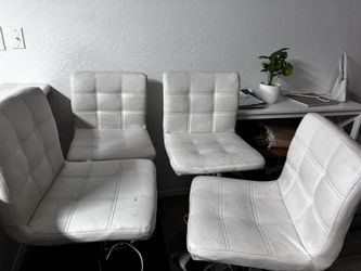 4 White Adjustable Bar Stools