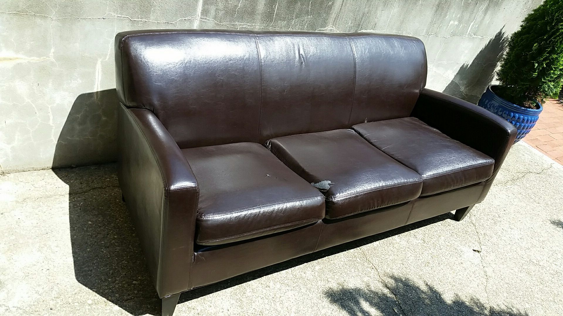 Free brown faux leather couch