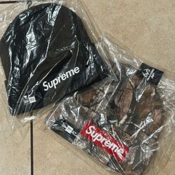 FW25 Supreme New Era Beanie Bundle Camo & Black NEW