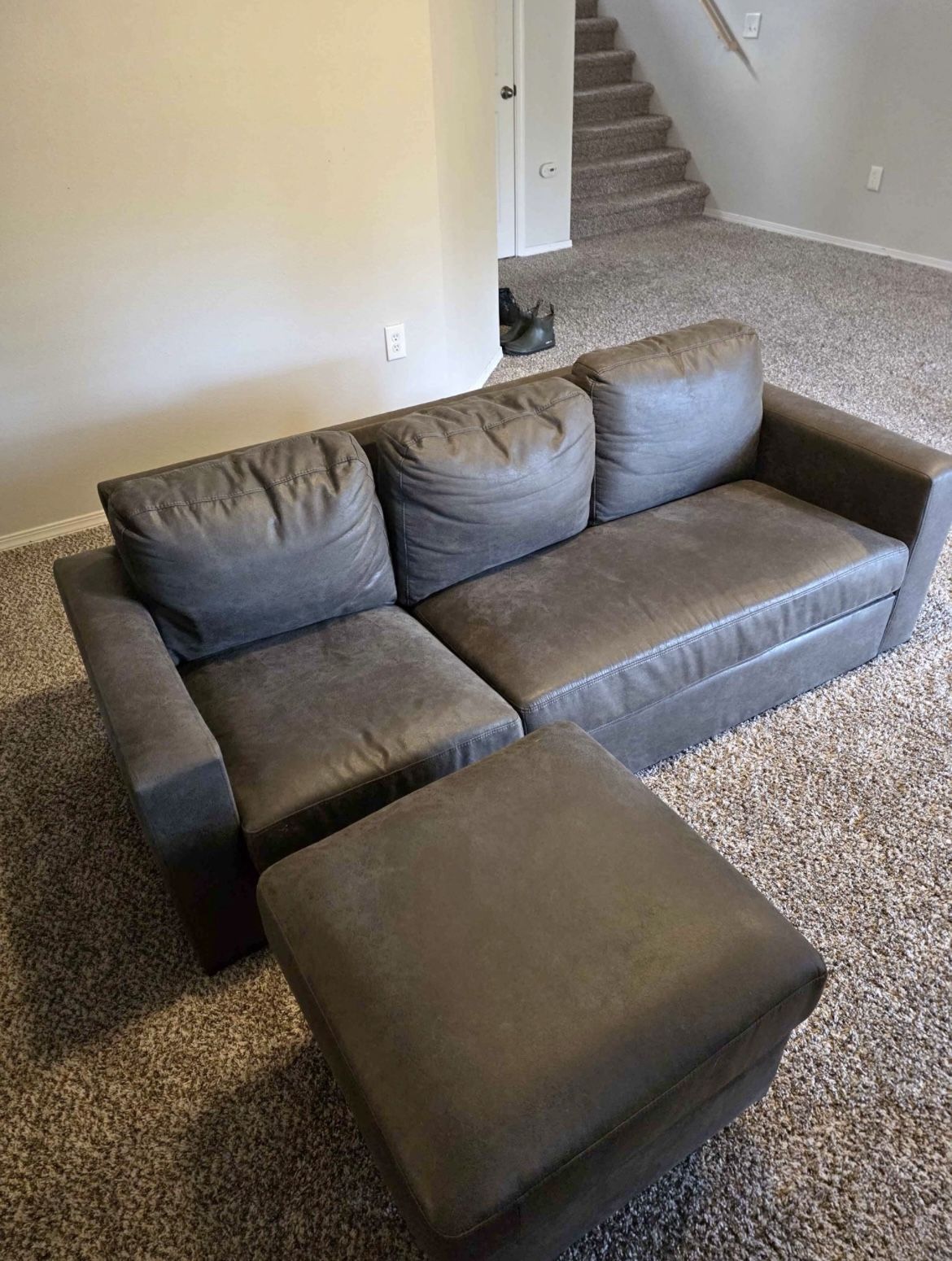 Gray Couch & Ottoman