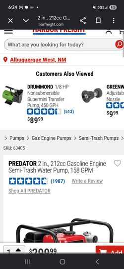 Predator 2in gas powered water pump