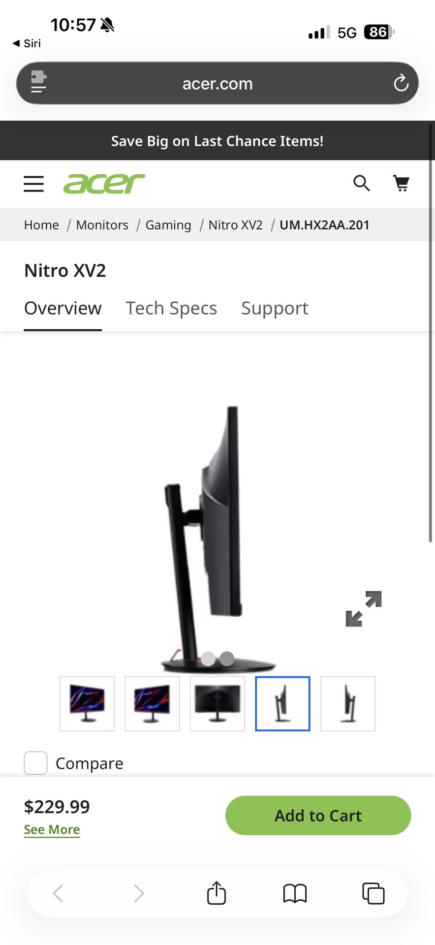 ACER 27” Gaming Monitor (have 2 ) 90 Each
