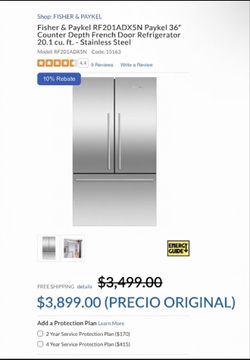 Fisher Paykel RF201ADX5N French Door Refrigerator price tag MSRP 9