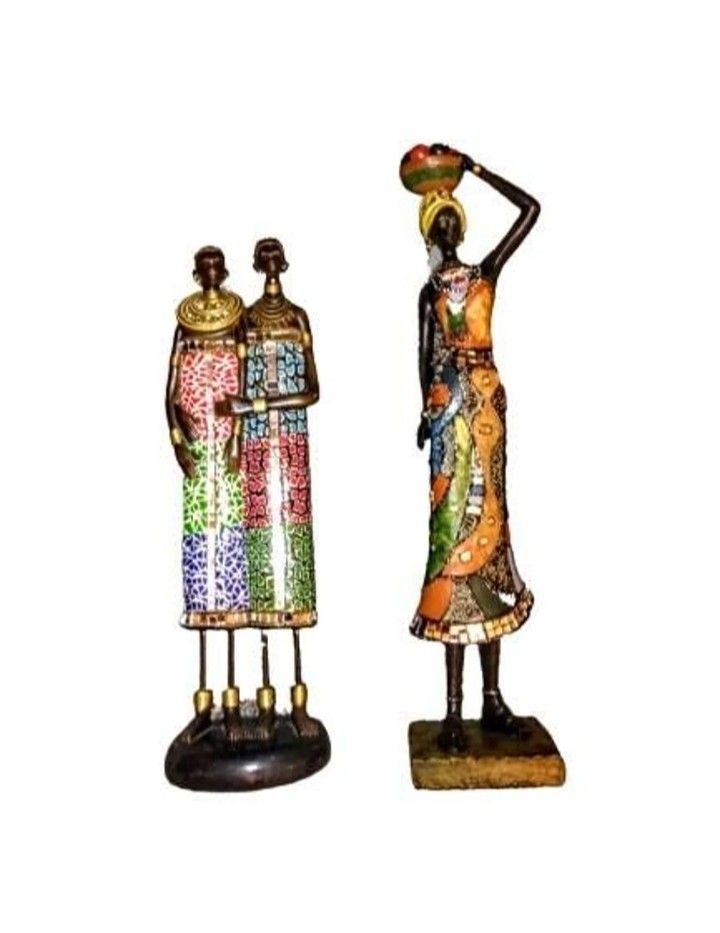 Novelty 17" & 14" African Figurines/Statues