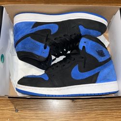 AIR JORDAN 1 RETRO HIGH OG GS BLACK/ROYAL BLUE-WHITE size 7Y