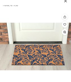 Blue Floral Doormat Rug