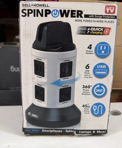 Bell + Howell 4-Outlets / 6 USB Spin Power - The Ultimate Smart Charging Station