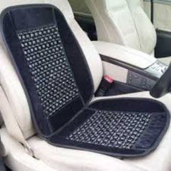 Velour & Wood Bead Car Seat Cushion