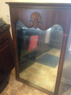Large antique wooden mirror
