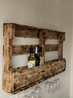 Custom Burnt Finish Wine / Liquor Rack With Top