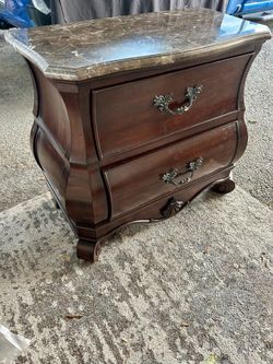 Bombay style two drawer marble top nightstand