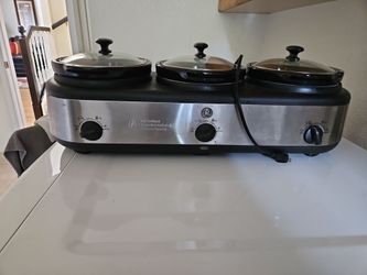 3 burner crock pot with lid holders