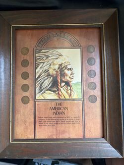 Vintage American Indian head pennies framed coin set