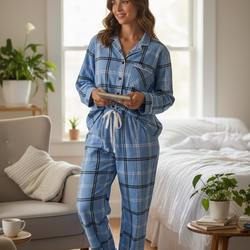 WonderShop Plaid Pajama Set Blue – Size M – New